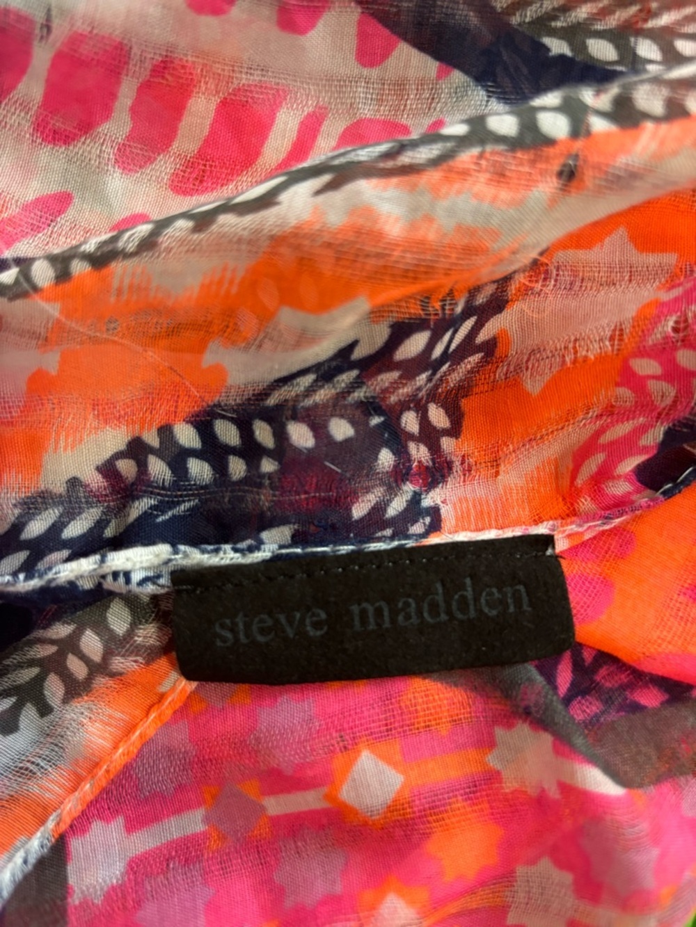 Steve Madden Pink Orange Geometric Zebra Print Wrap Scarf - Picture 4 of 4